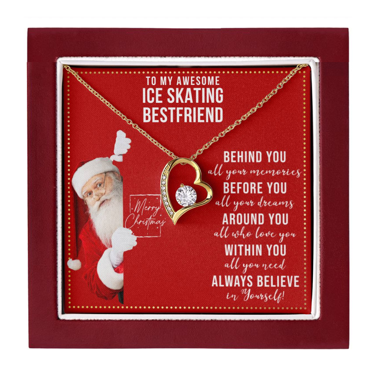 JGF Jewelry Gifts for Family Gift To My Bestie BFF Heart Necklace For Ice Skating Female Friend