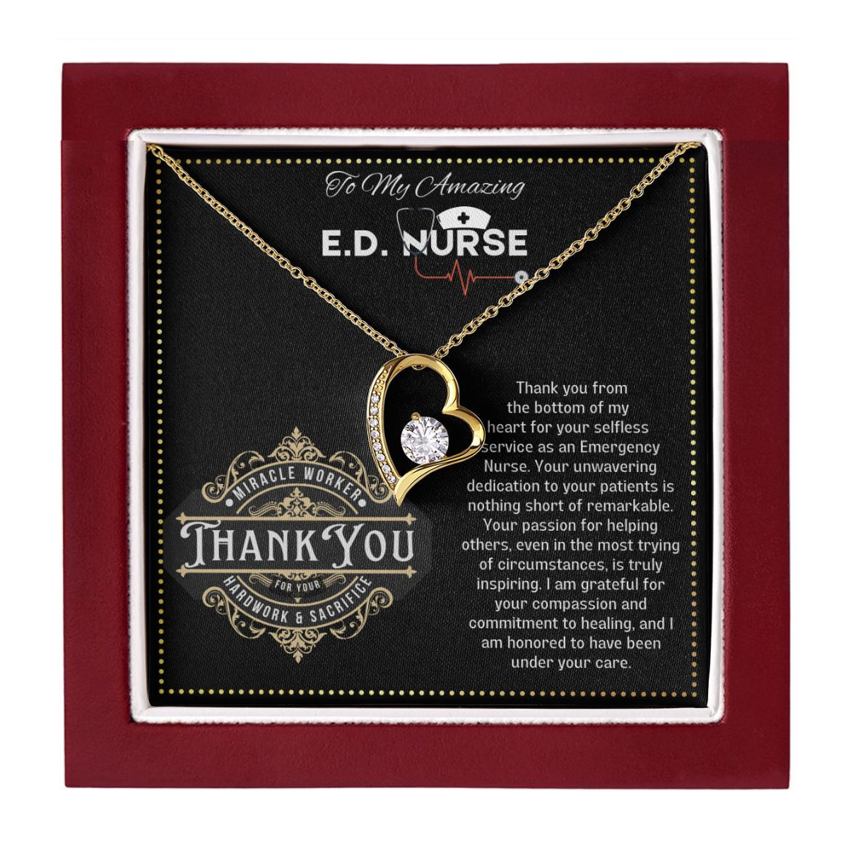 JGF Jewelry Gifts for Family Thank You Necklace Gifts for ED Nurse RN for Women