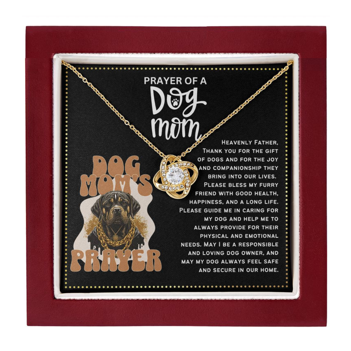 JGF Jewelry Gifts for Family Prayer For My Dog Lover Mom Love Knot Necklace