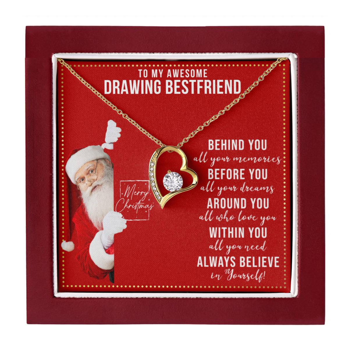 JGF Jewelry Gifts for Family Gift To My Bestie BFF Heart Necklace For Drawing Female Friend Women