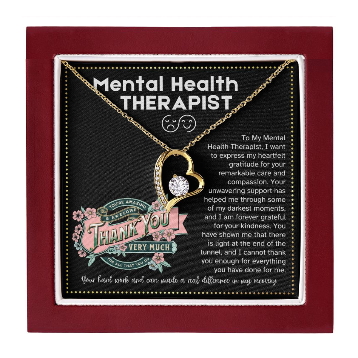 JGF Jewelry Gifts for Family Thank You Gifts For Therapists Mental Health Heart Necklace