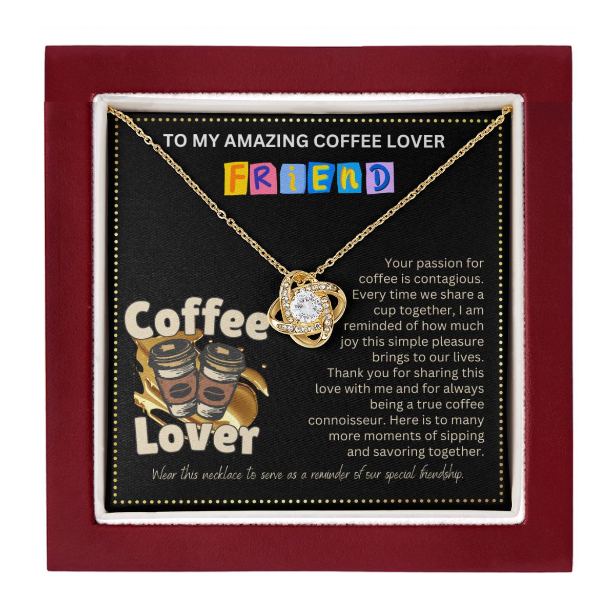 JGF Jewelry Gifts for Family To My Amazing Coffee Lover Friend BFF Bestie Heart Necklace