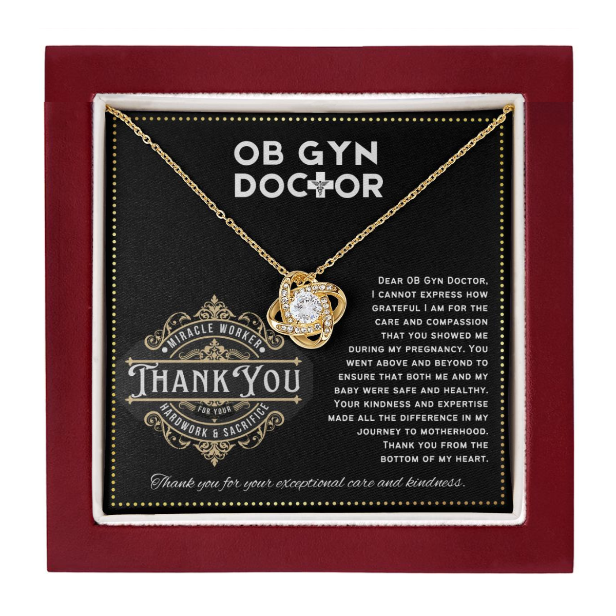 JGF Jewelry Gifts for Family | Thank You Card For Obgyn OB/GYN Doctor Necklace For Women
