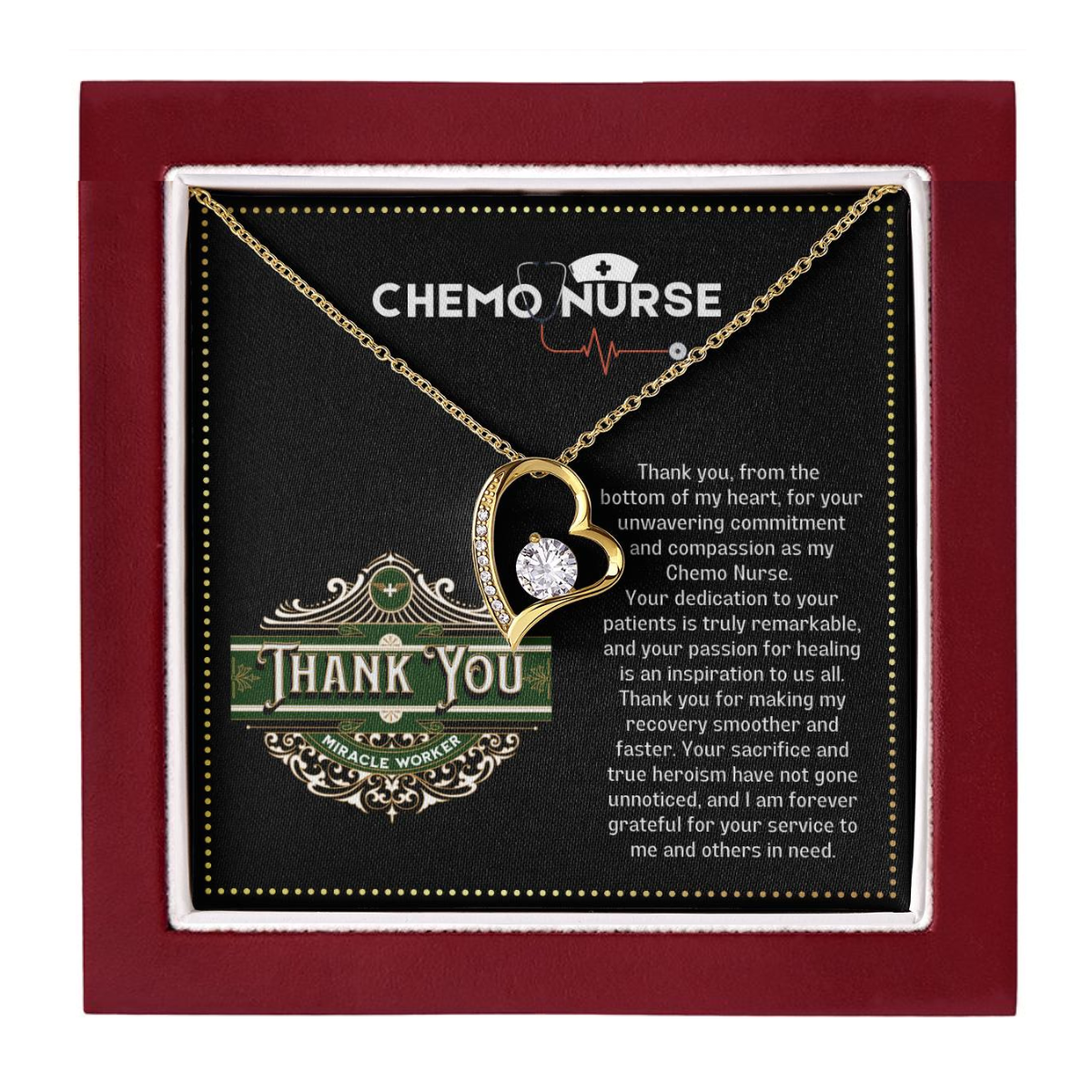JGF Jewelry Gifts for Family Thank You Necklace Gifts For Chemo RN Nurse