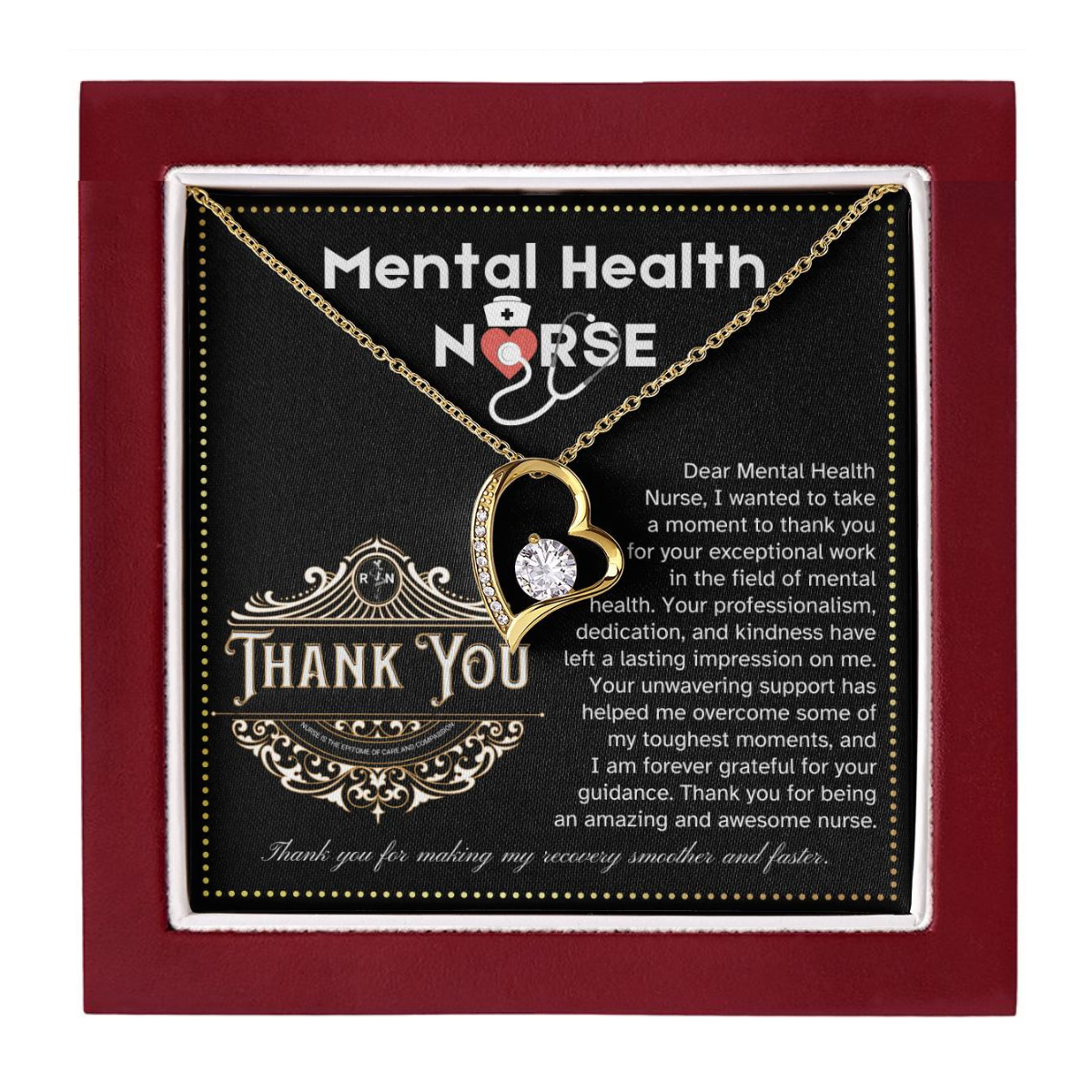 JGF Jewelry Gifts for Family Mental Health Thank You Card For Nurse