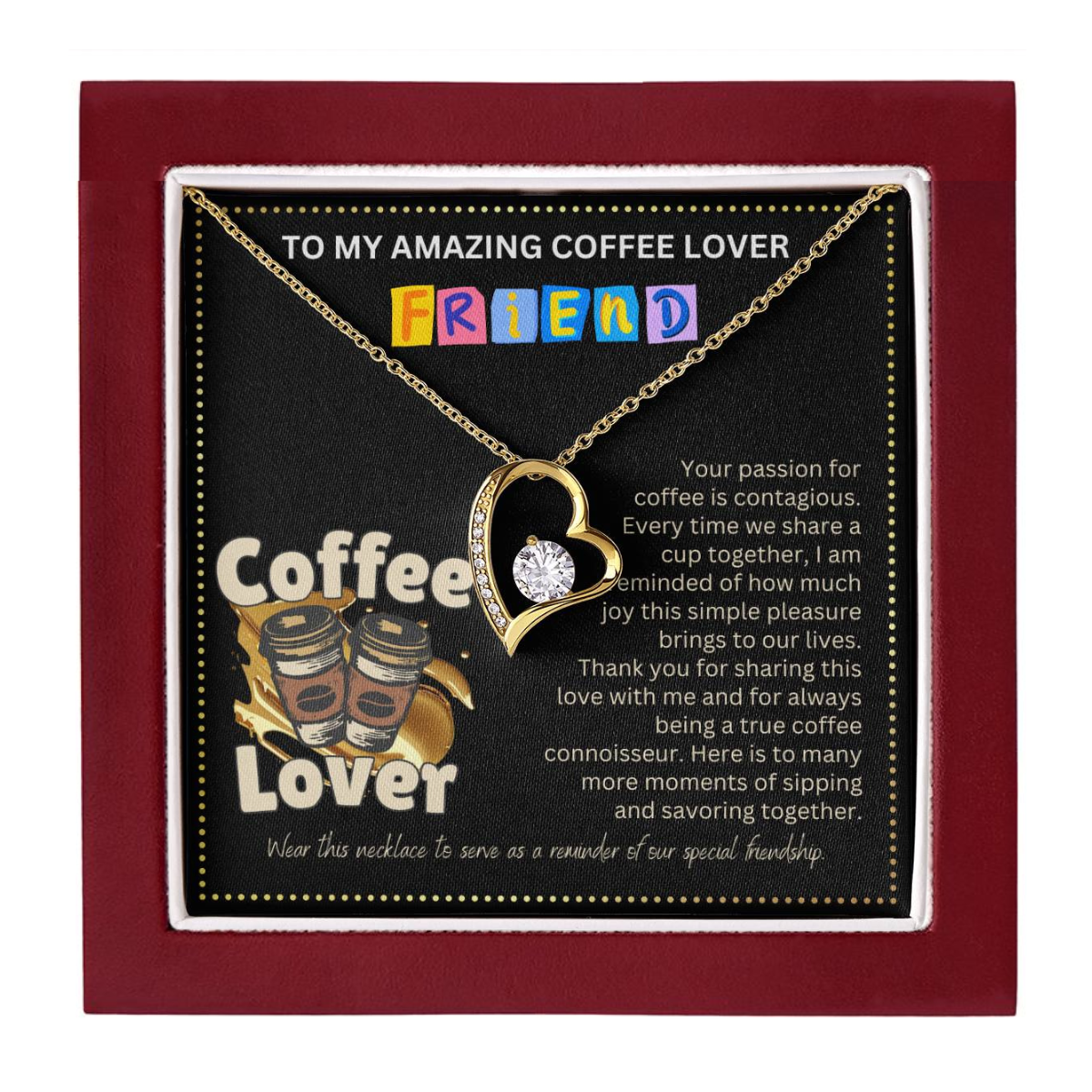 JGF Jewelry Gifts for Family Coffee Lover Friend Who Has Everything Friendship Heart Necklace