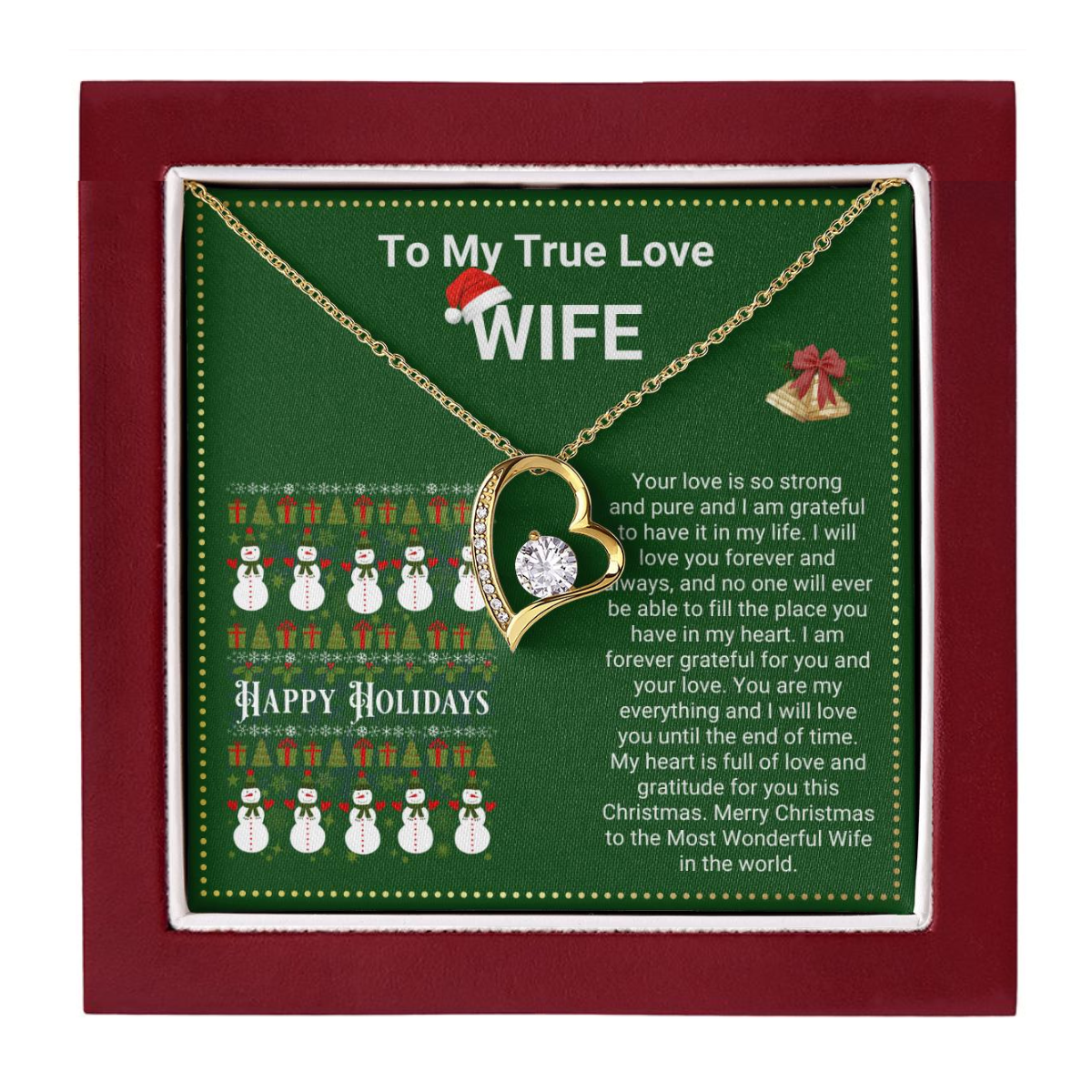 JGF Jewelry Gifts for Family Christmas Message Card For Wife Women's Silver Plated Infinity Love Heart Pendant Necklace