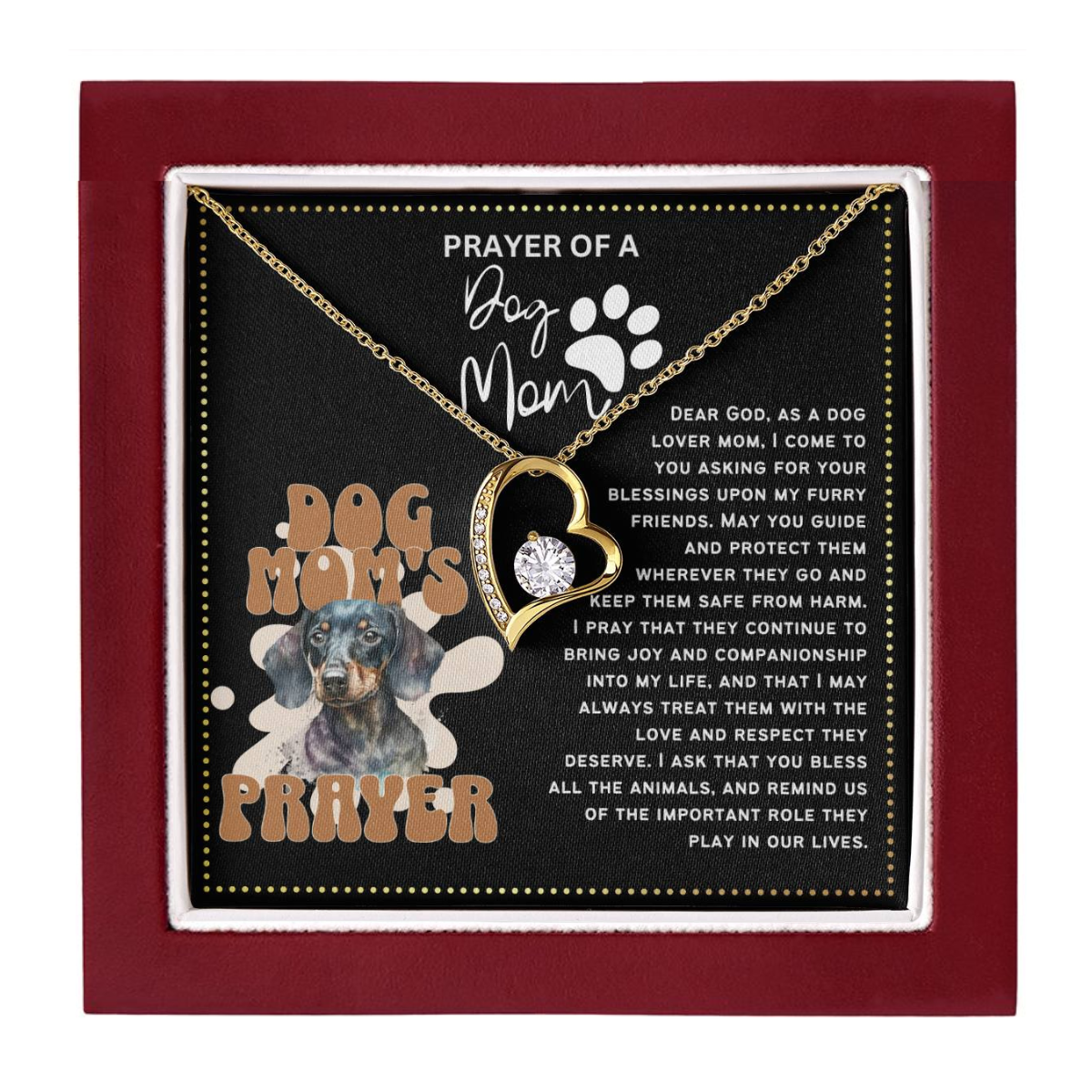 JGF Jewelry Gifts for Family Prayer For My Pet Dog Lover Mom Heart Necklace