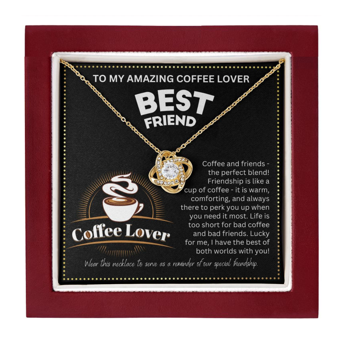 JGF Jewelry Gifts for Family No Coffee No Workee Bestie BFF Amazing Friendship Heart Necklace