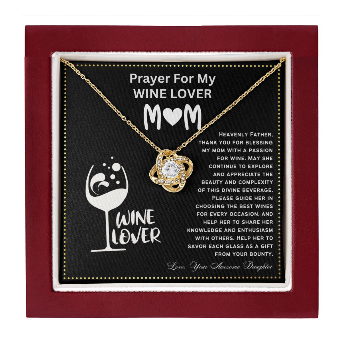 JGF Jewelry Gifts for Family Prayer For My Wine Lover Mom For Her Birthday Heart Necklace