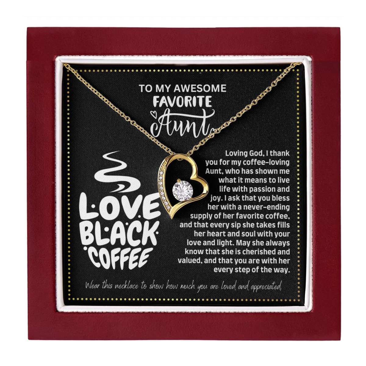 JGF Jewelry Gifts for Family Coffee Lover Aunt Necklace From Niece And Nephew