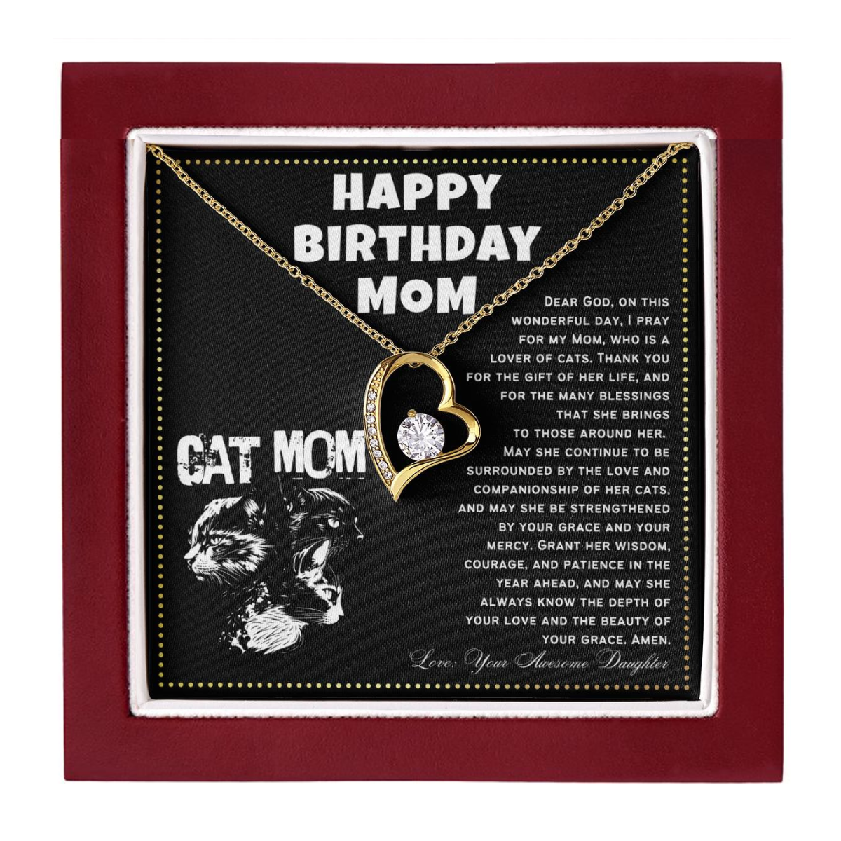 JGF Jewelry Gifts for Family Cat Lover Mom Happy Birthday Necklace Gifts