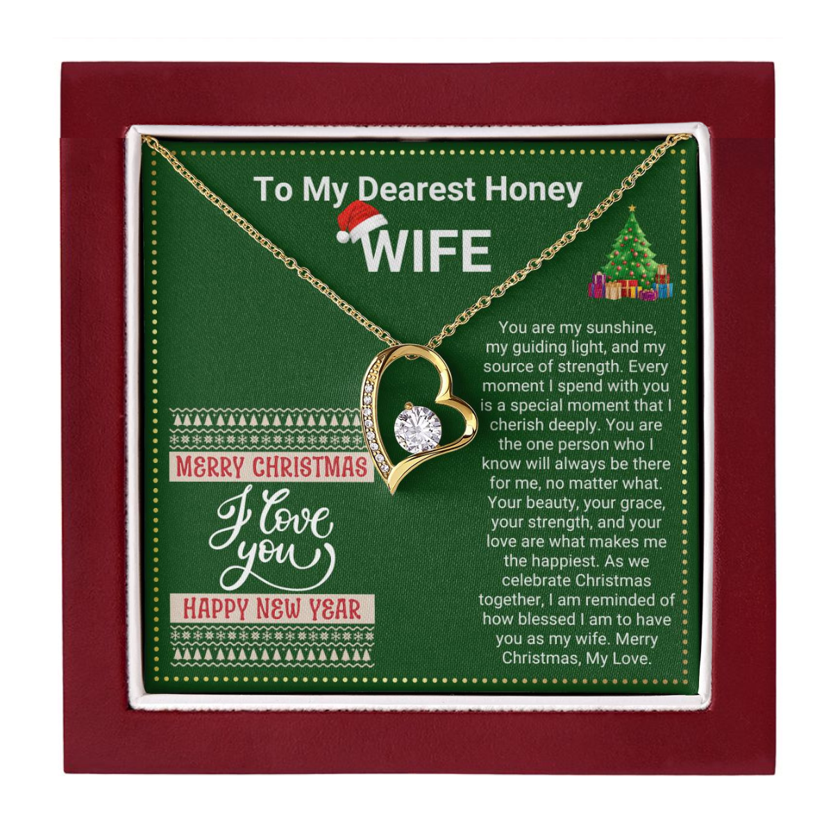 JGF Jewelry Gifts for Family Christmas Message Card For Wife Simple Heart Necklaces For Women