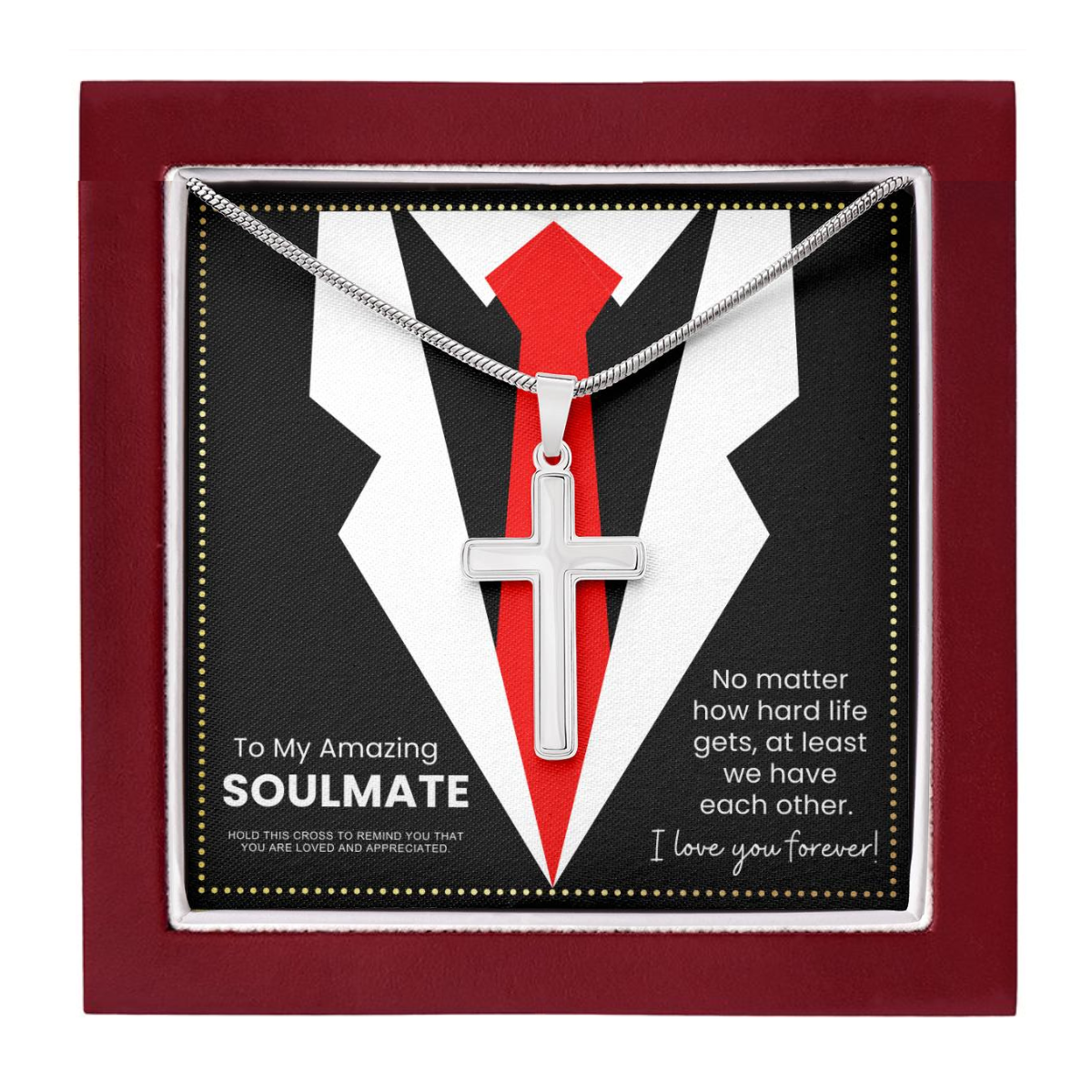 JGF Jewelry Gifts for Family To My Soulmate Necklace for Men