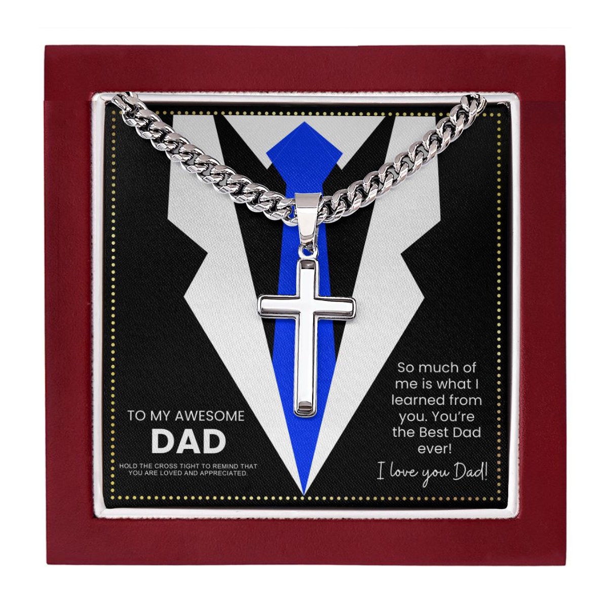 JGF Jewelry Gifts for Family Sterling Silver Cross Necklace For Dad From Son For Men