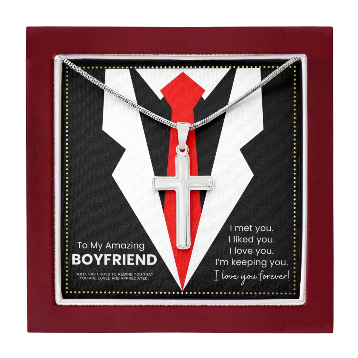 JGF Jewelry Gifts for Family Stainless Steel Silver Cross Necklace For My Boyfriend