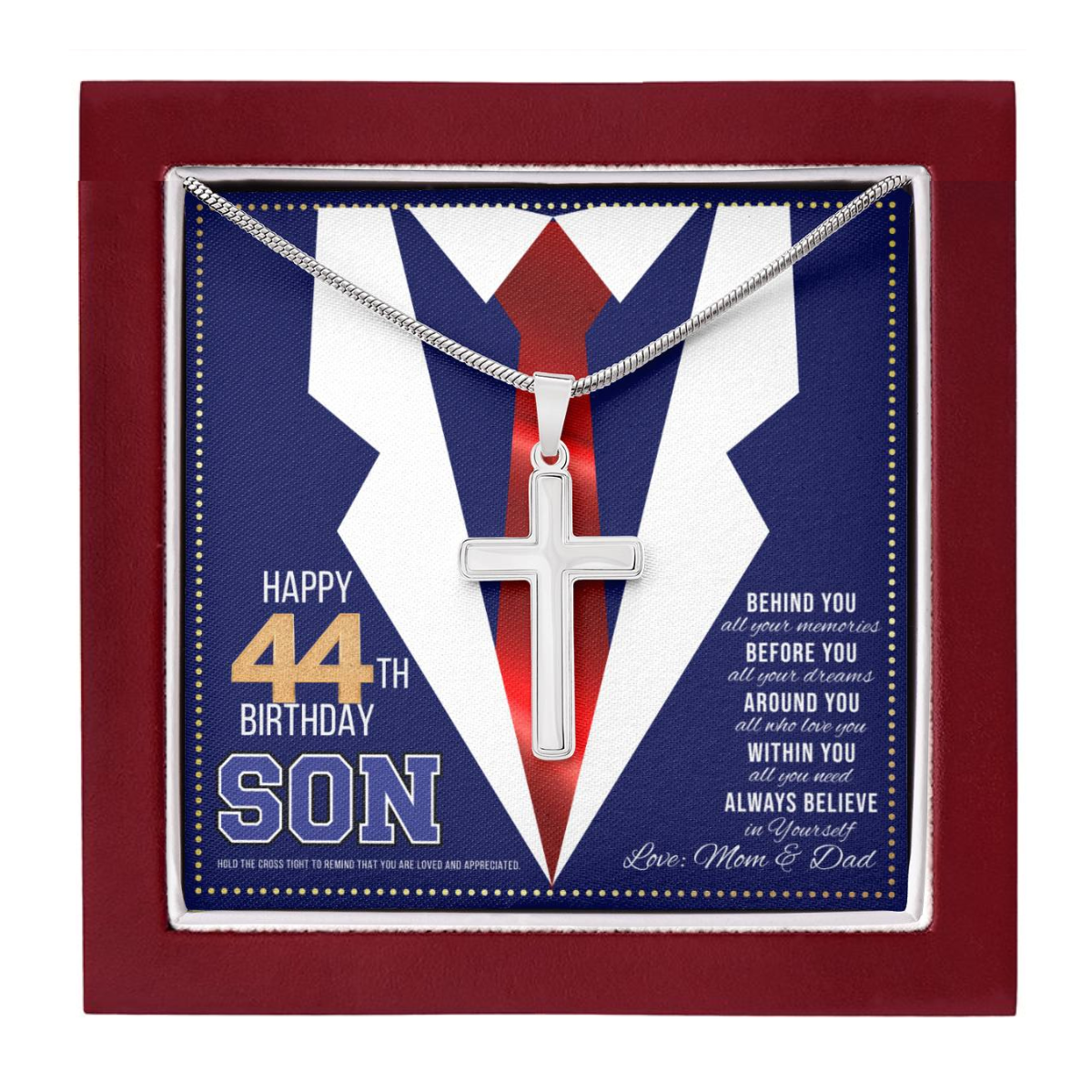 JGF Jewelry Gifts for Family Birthday Gift For 44 Year Old Son Happy 44th Birthday Card