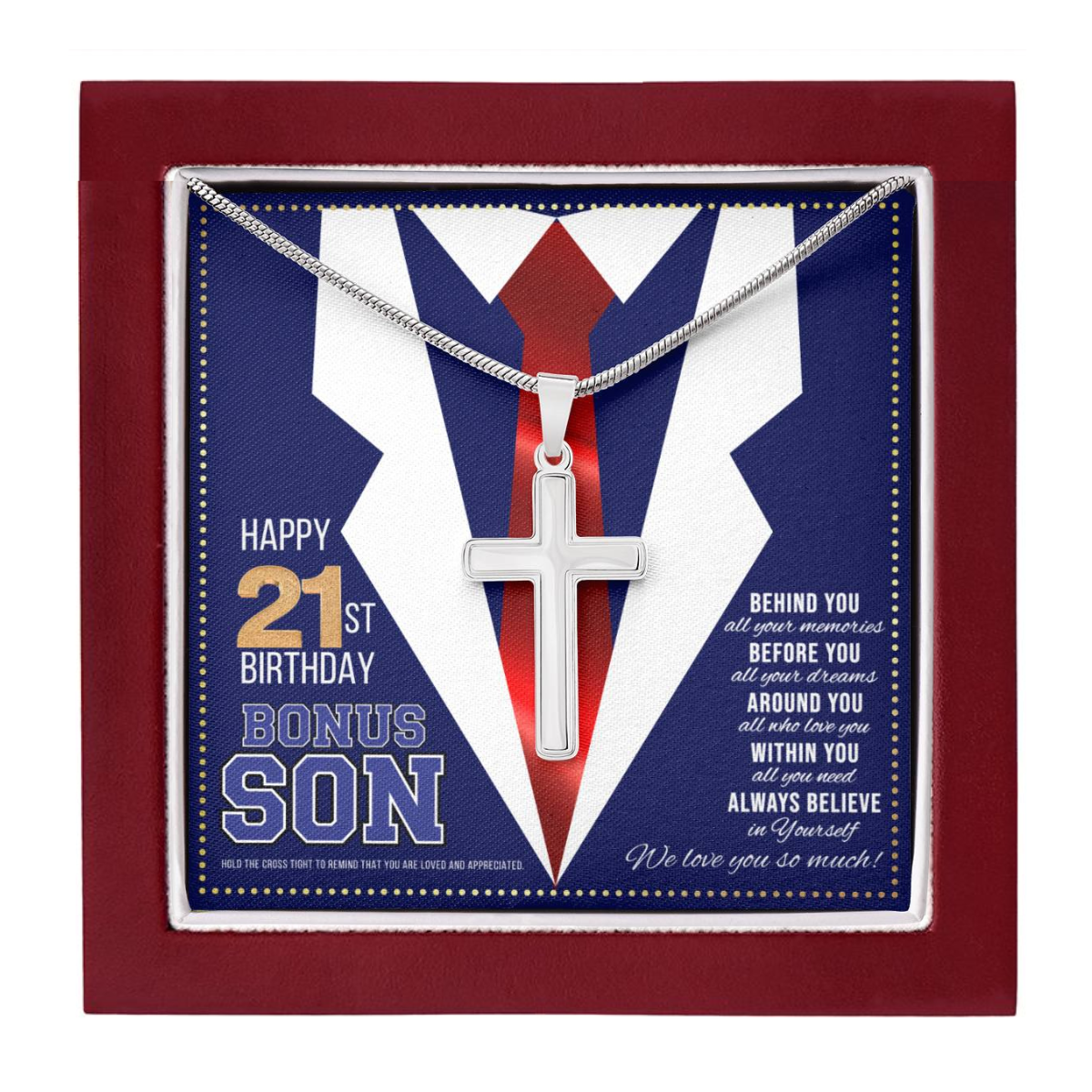 JGF Jewelry Gifts for Family Happy 21st Birthday Card Bonus Son Present For My 21 Year Old Boy