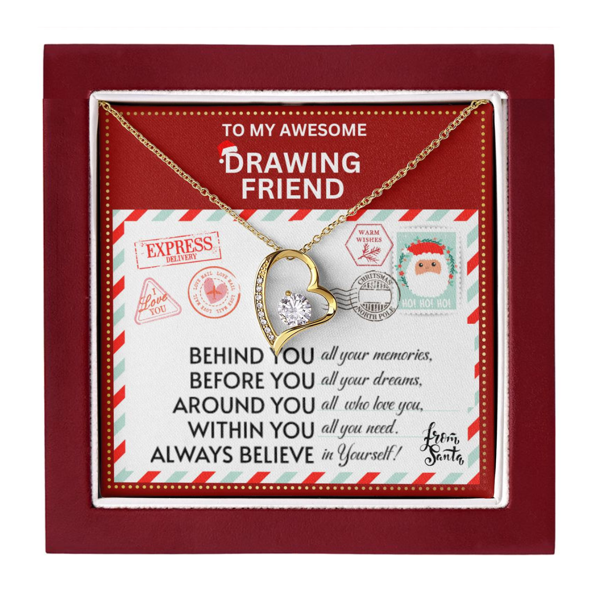 JGF Jewelry Gifts for Family Gift To My Bestie BFF Heart Necklace For Drawing Female Friend