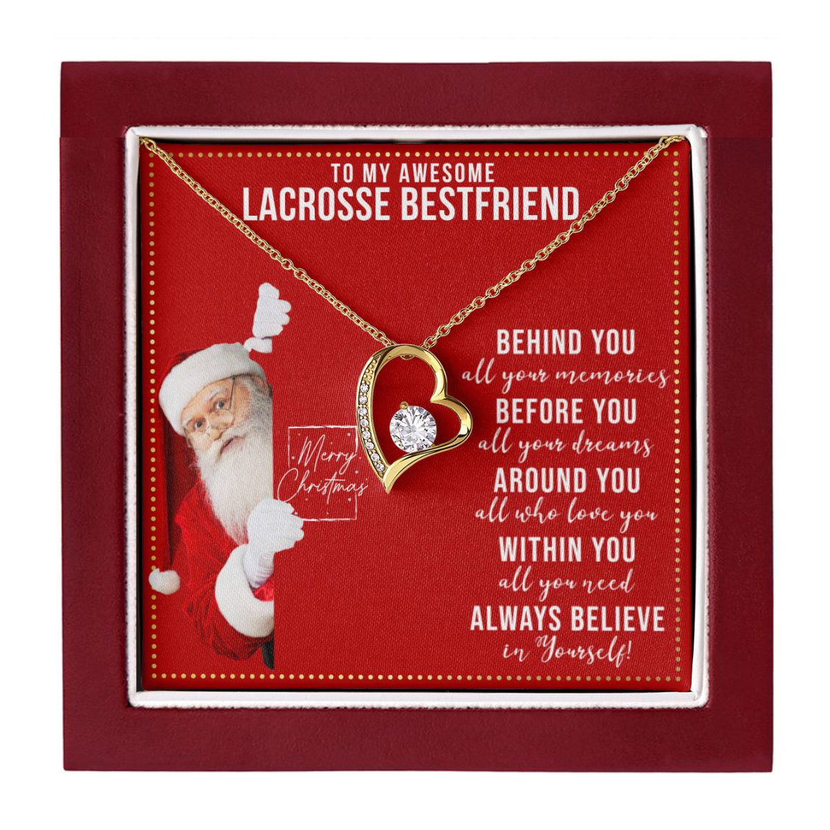 JGF Jewelry Gifts for Family Gift To My Bestie BFF Heart Necklace For Lacrosse Female Friend