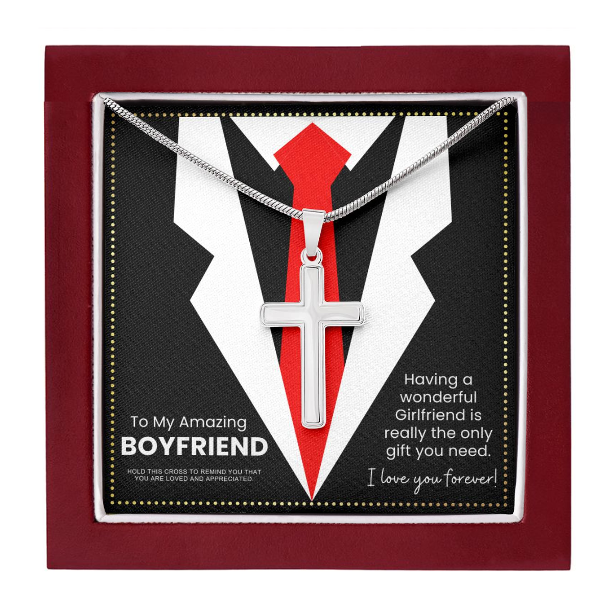 JGF Jewelry Gifts for Family Crucifix Necklace Men Catholic For Boyfriend