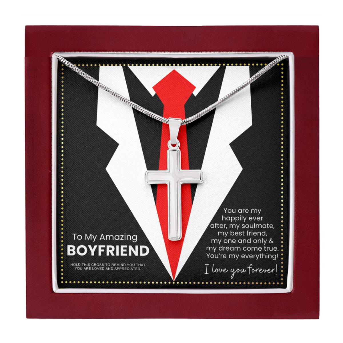 JGF Jewelry Gifts for Family Silver Cross Necklace Gift To My Boyfriend