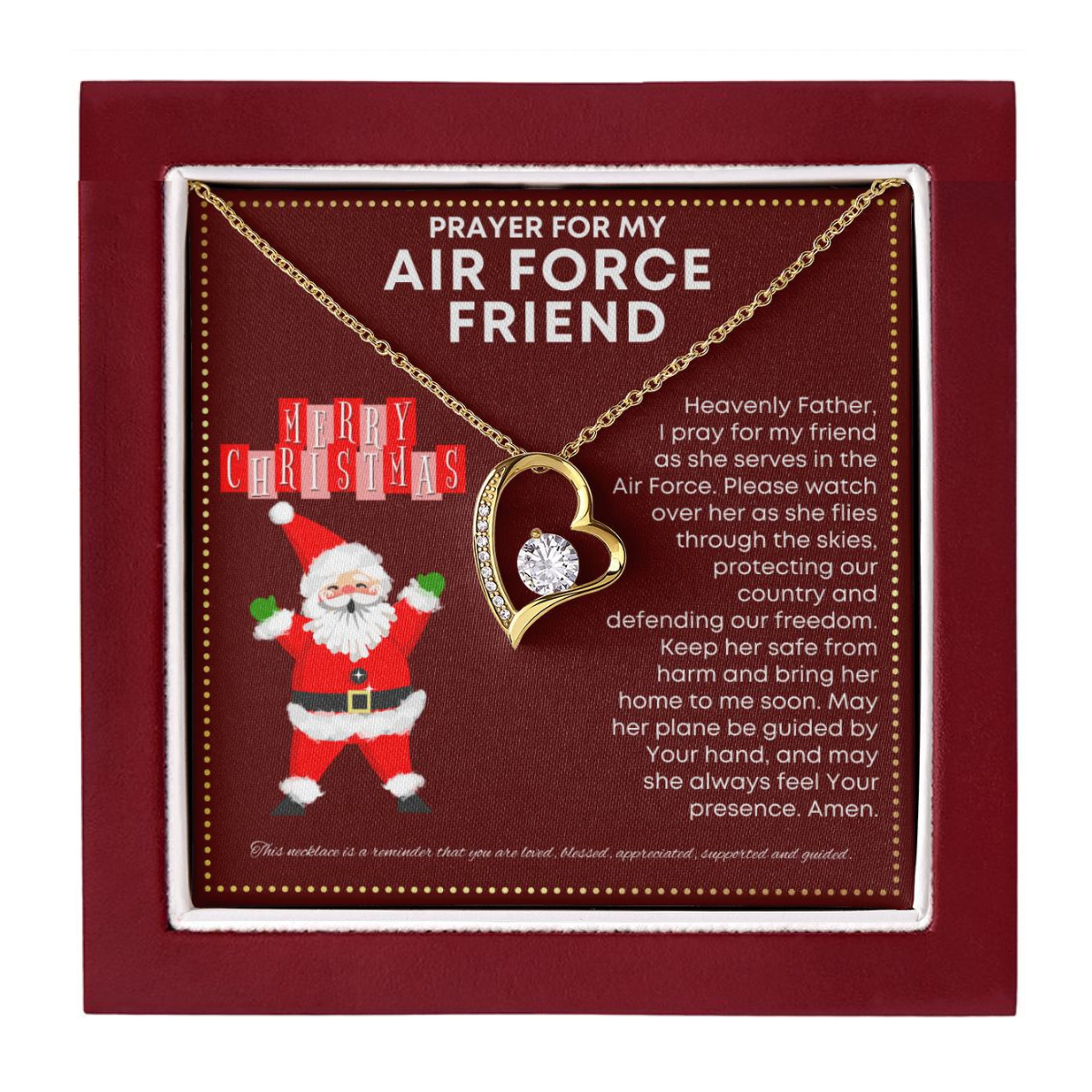 JGF Jewelry Gifts for Family My Friend Is US Air Force Present Single Simple Heart Necklace