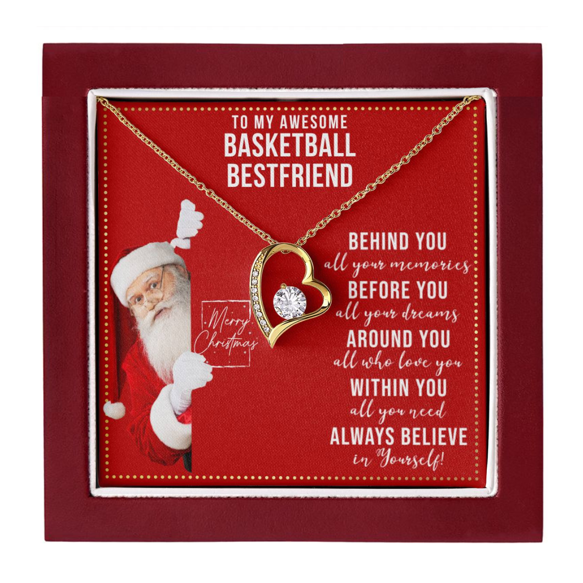 JGF Jewelry Gifts for Family Gift To My Bestie BFF Heart Necklace For Basketball Female Friend