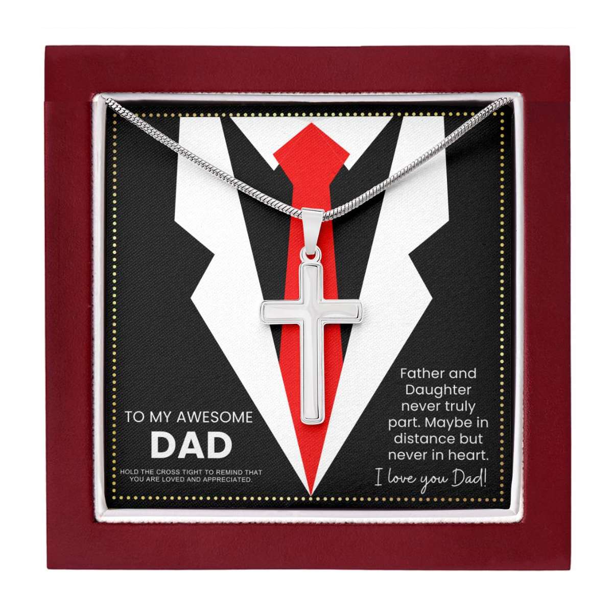 JGF Jewelry Gifts for Family Cross Necklace Silver Men Over 50 Who Have Everything 50th Birthday For Dad From Daughter