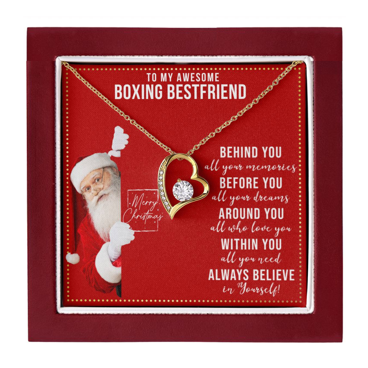 JGF Jewelry Gifts for Family Gift To My Bestie BFF Heart Necklace For Boxing Female Friend