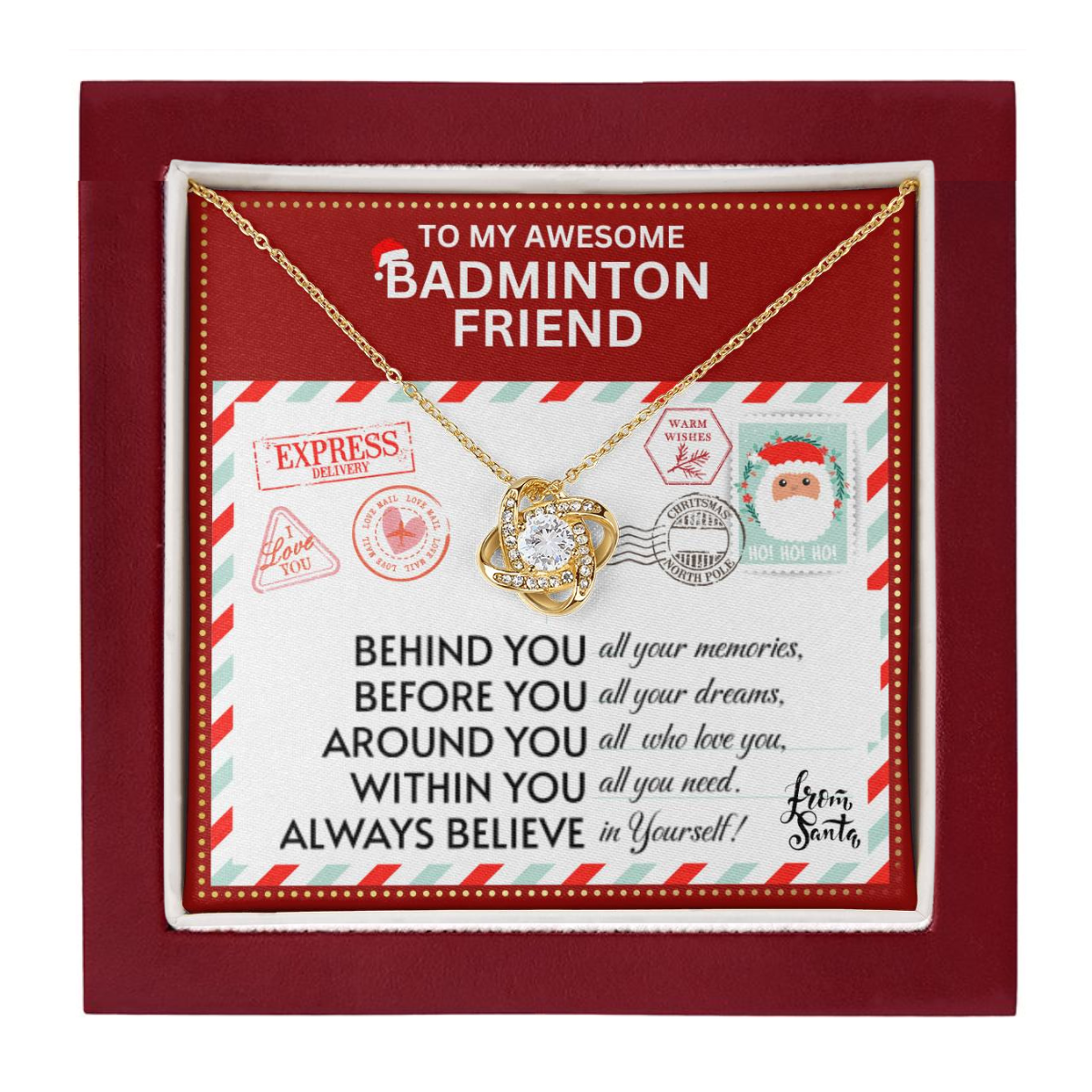 JGF Jewelry Gifts for Family Necklace Gift For Badminton BFF Bestie Female Friend