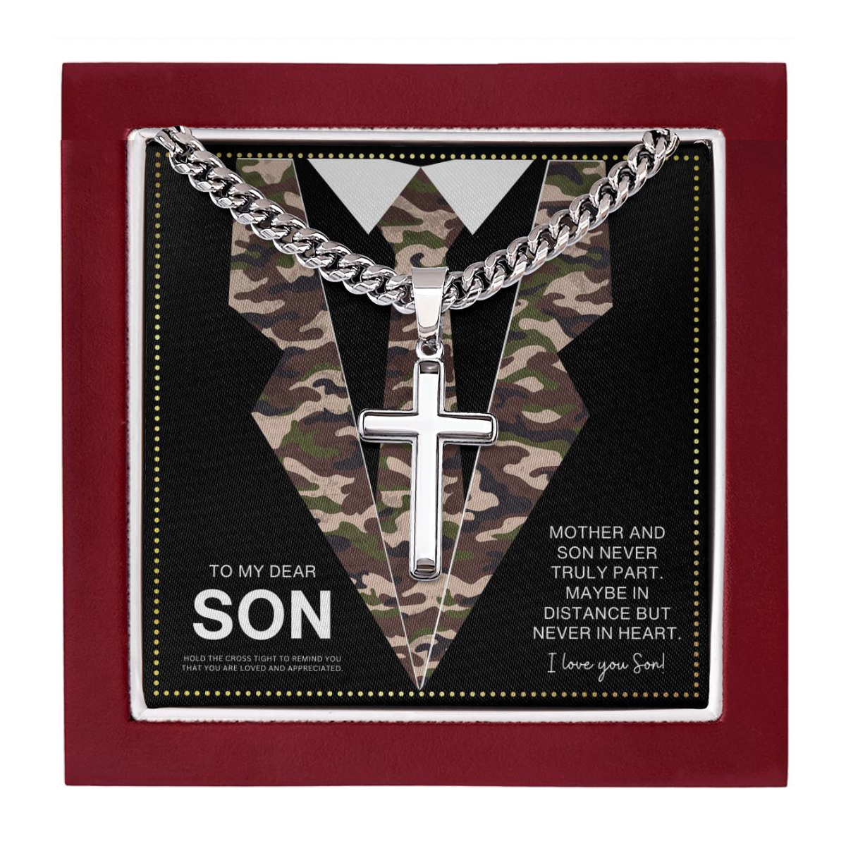 JGF Jewelry Gifts for Family Christian Necklace For Military Men Sterling Silver Cross Necklace