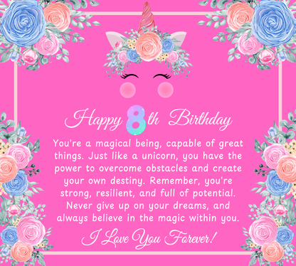 JGF 8-9 8-12 Unicorn Necklace For Girls 9 Year Old Happy 9th Birthday Plaque Decorations