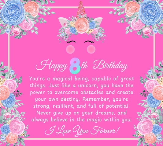 JGF 8-9 8-12 Unicorn Necklace For Girls 8 Year Old Happy 8th Birthday Plaque Decorations
