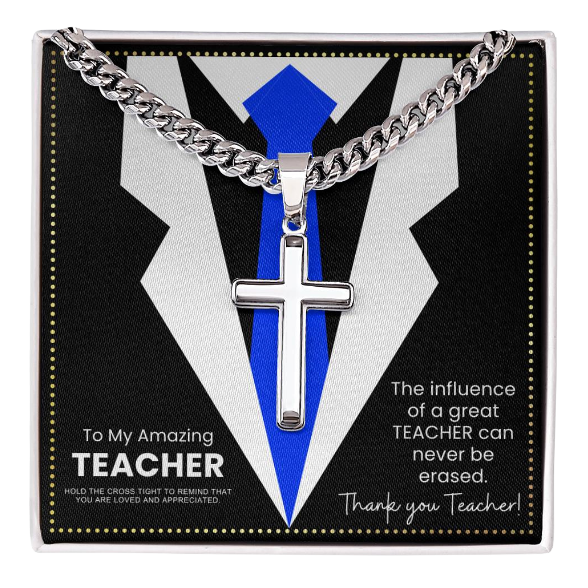 JGF Jewelry Gifts for Family Teacher First Day Of School Men's Sterling Silver Cross Necklace