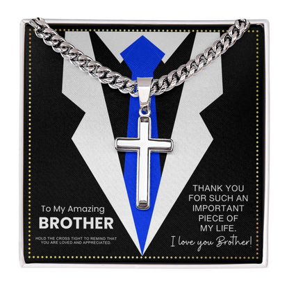 JGF Jewelry Gifts for Family Stainless Steel Necklace For Men Cross For Brother From Sister