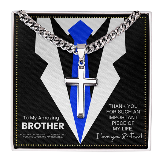 JGF Jewelry Gifts for Family Stainless Steel Necklace For Men Cross For Brother From Sister