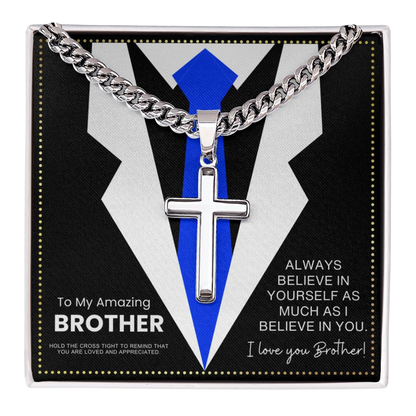 JGF Jewelry Gifts for Family Cross Necklace For Men Stainless Steel for Brother's Birthday