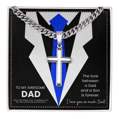 JGF Jewelry Gifts for Family Silver Necklace Cross Pendant For Dad From Son