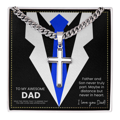 JGF Jewelry Gifts for Family To My Dad Silver Cross Necklace From Son