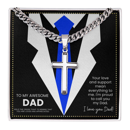 JGF Jewelry Gifts for Family Silver Cross Necklace For My Dad