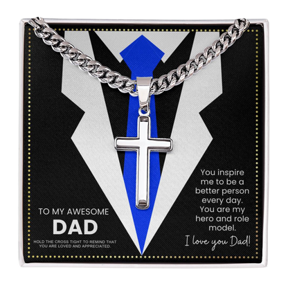 JGF Jewelry Gifts for Family My Dad Is Awesome Cross Necklace For Him
