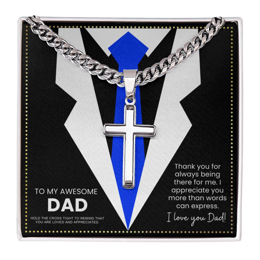 JGF Jewelry Gifts for Family Dad Gifts From Daughter Long Distance Sterling Silver Celtic Cross Necklace For Men