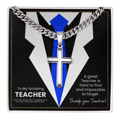 JGF Jewelry Gifts for Family Thank You Cross Necklace Silver Gifts For Teachers Men