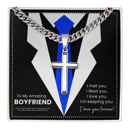 JGF Jewelry Gifts for Family Cuban Chain Cross Necklace For My Boyfriend