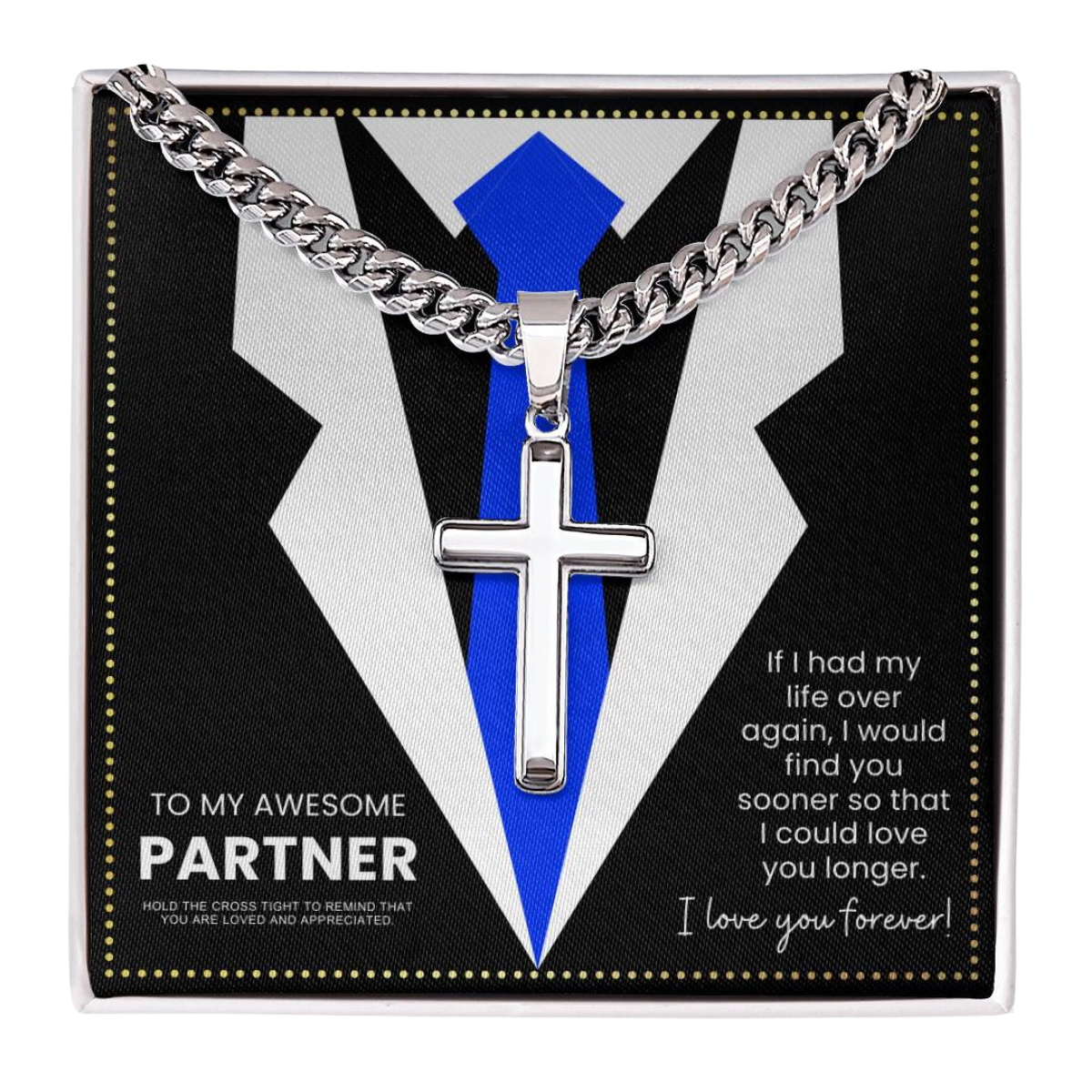 JGF Jewelry Gifts for Family Cross Cuban Chain Necklace For My Partner