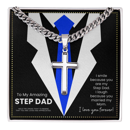 JGF Jewelry Gifts for Family Sterling Silver Cross Necklace For Men Step Dad From Step Son