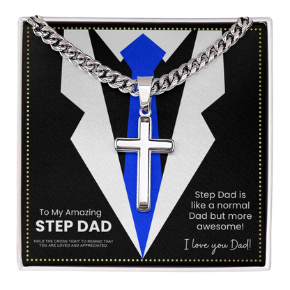 JGF Jewelry Gifts for Family Sterling Silver Necklace With Pendant Men Step Bonus Dad Presents