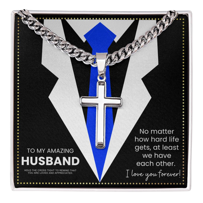 JGF Jewelry Gifts for Family Husband Birthday Message Card From Wife Religious Men Crucifix Cross Necklace Catholic