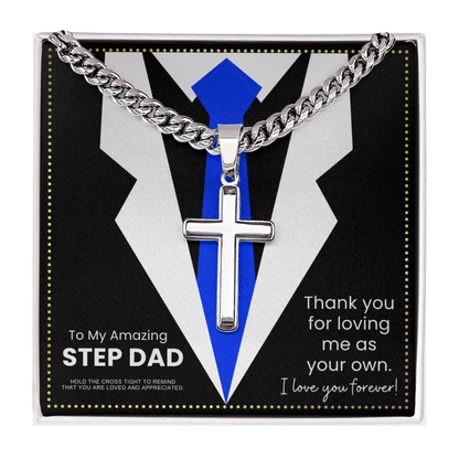 JGF Jewelry Gifts for Family To My Step Dad Cross Necklace From Step Son